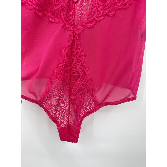 Rachel Roy Sexy Pink Lace Highcut Thong Teddy NEW Size 1X - Picture 5 of 15